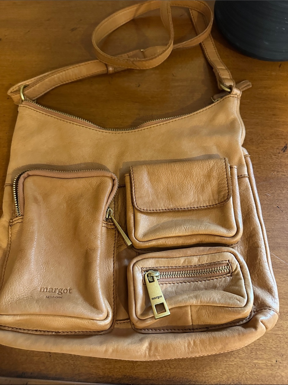 margot Leather Shoulder Bag in Tan